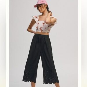 NWT Anthropologie wide-leg eyelet crop pants